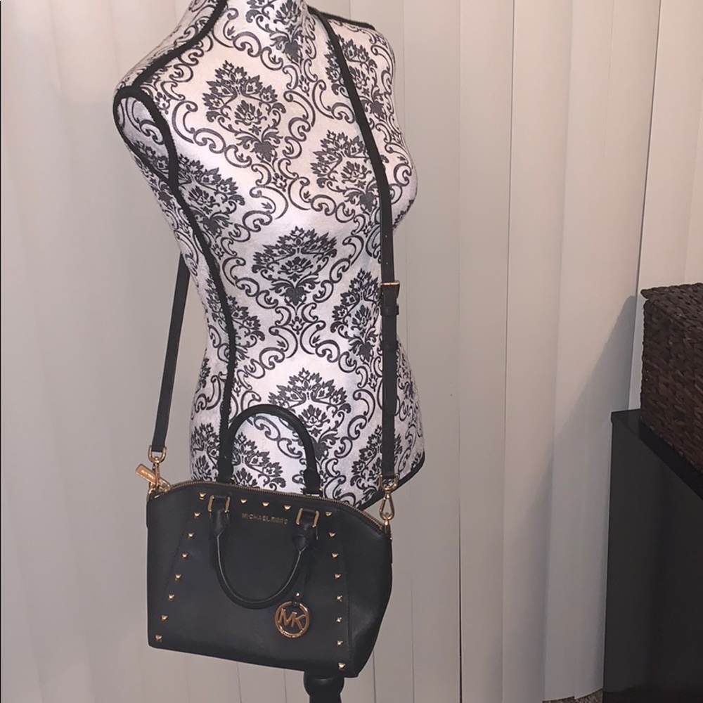 MK Black Crossbody Gold Studded